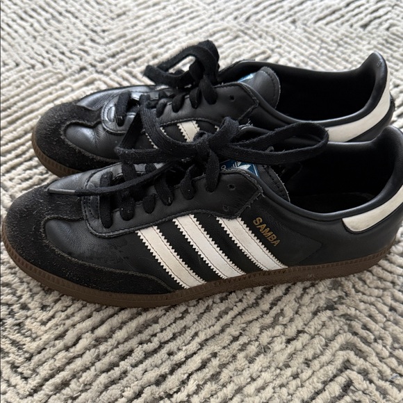 adidas Shoes - Adidas Samba Black Leather Sneakers with White Stripes